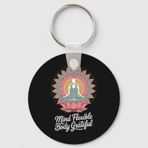 Mind Flexible Body Grateful - Inspirational Yoga Q Key Ring