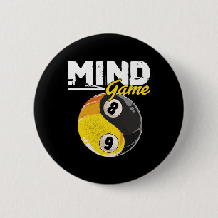 Mind Game Billiards Snooker Cue Stick Pool Billiar 6 Cm Round Badge