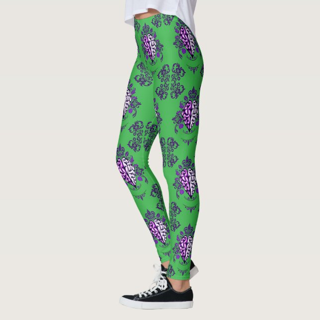 Mind Harmony – Ornamental Brain‑Heart Fusion Leggings (Left)