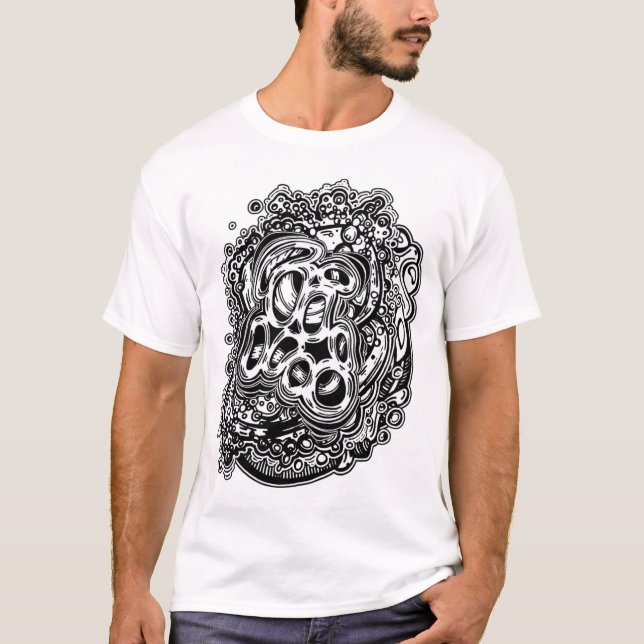 Mind Melting Trippy Black and White Abstract T-Shirt (Front)