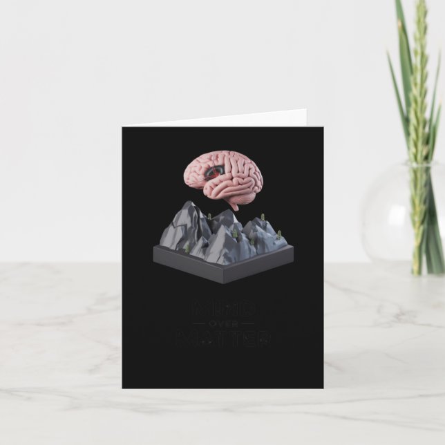 Mind Over 3d Brain And Mountain Sculpture Poster S Card (Front)