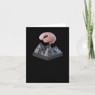 Mind Over 3d Brain And Mountain Sculpture Poster S Card