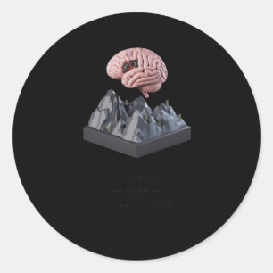 Mind Over 3d Brain And Mountain Sculpture Poster S Classic Round Sticker