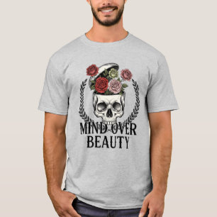 Mind Over Beauty Floral Skull Surreal Art T-Shirt