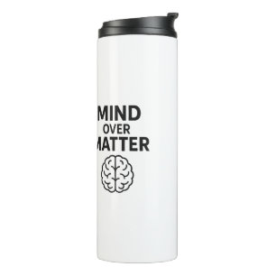 Mind Over Matter – T-shirt à Texte Noir et Design Thermal Tumbler