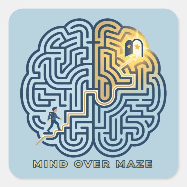 Mind Over Maze – Inspirational Brain Maze Square Sticker (Front)