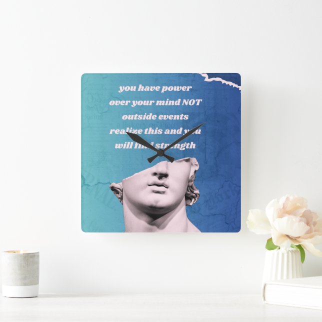 Mind Power Square Wall Clock (Home)