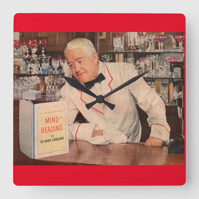 mind-reading at the bar square wall clock (Front)