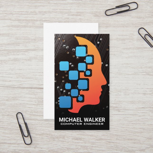 Mind Tech Logo | Circuit Board  Business Card (Front/Back In Situ)