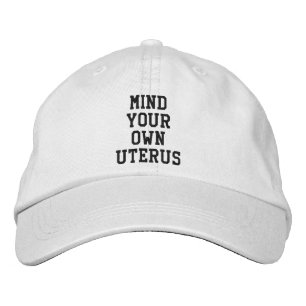 Mind your own uterus black white minimalist embroidered hat