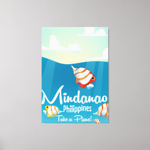 Mindanao, philippines cartoon travel poster canvas print