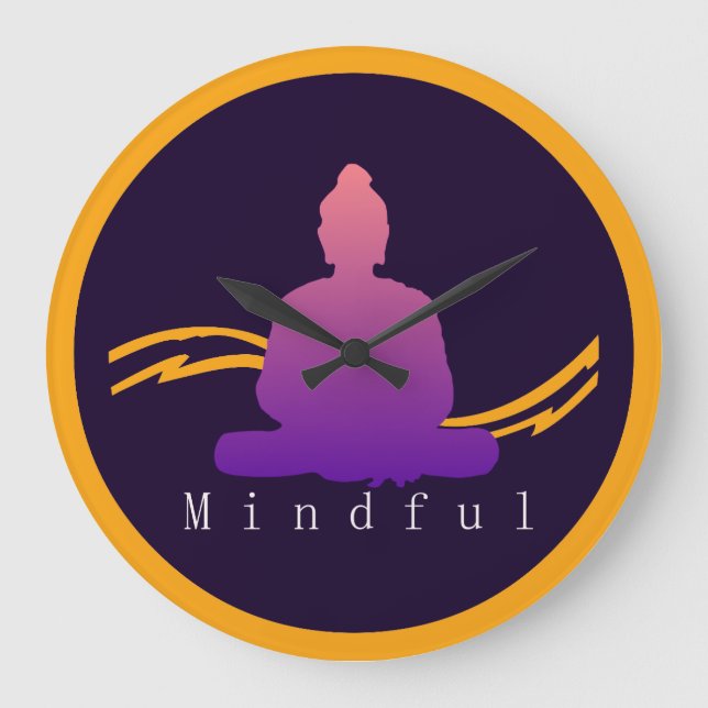 "Mindful" Beautiful Buddha Wall Clock. Large Clock (Front)