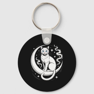 Mindful Cat Lotus Flower Yoga Spirituality Tee _1 Key Ring