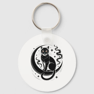Mindful Cat Lotus Flower Yoga Spirituality Tee Key Ring