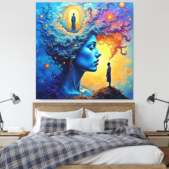 Mindful Cosmic Journey Canvas Print (Insitu(Bedroom))