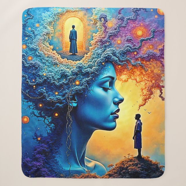 Mindful Cosmic Journey Sherpa Blanket (Front)