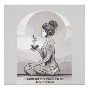 Mindful Espresso Zen Meditation One Shot Buddha Poster