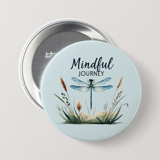 Mindful Journey - Dragonfly Nature 7.5 Cm Round Badge (Front & Back)