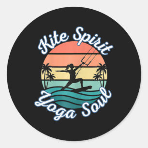 Mindful Kitesurfing Yoga Fusion Desert Coastal Har Classic Round Sticker