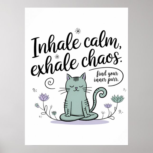 Mindful Meditation Cat Sketch Book Design Poster (Front)