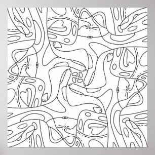 Mindful Summer: Funny Melting Cats Colouring Poste Poster