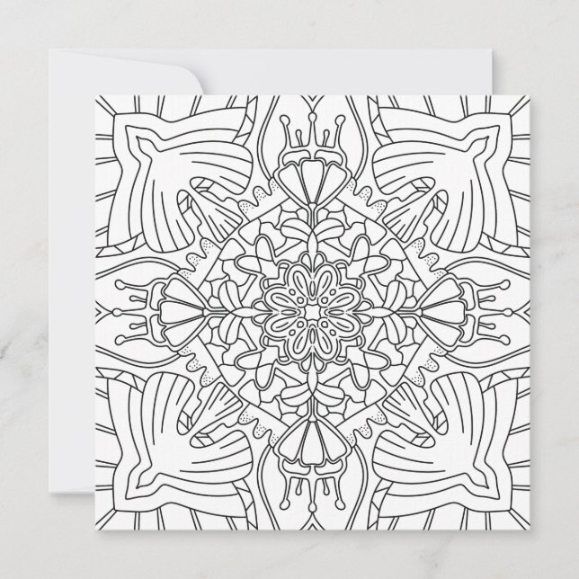 Mindful Summer: Peaceful Botanical Colouring Card (Front)