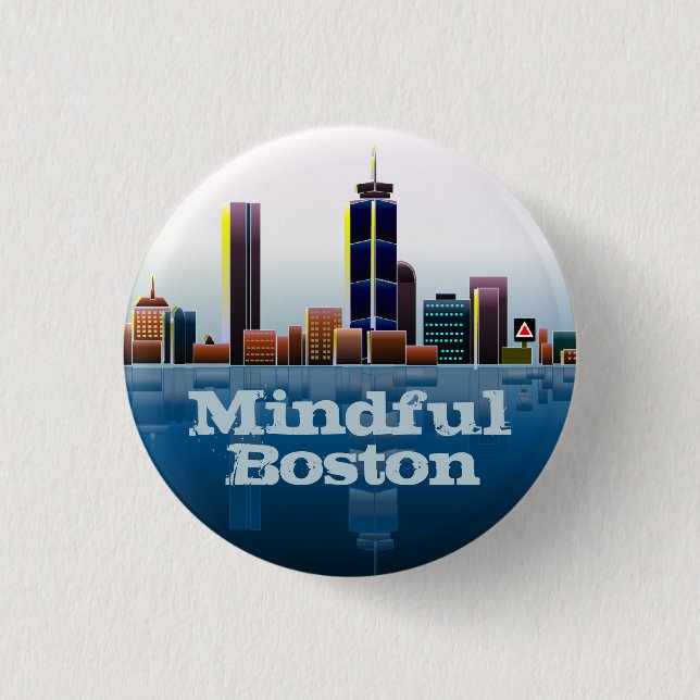 MindfulBoston Classic Skyline Button  (Front)