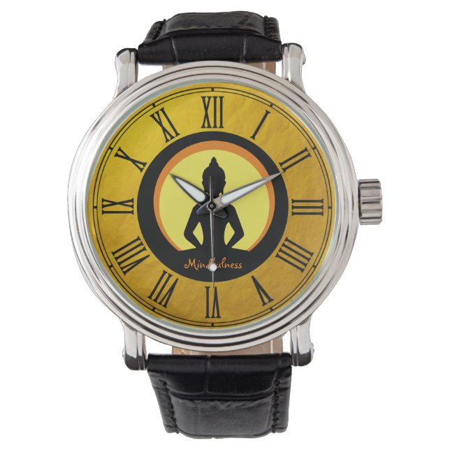 Mindfulness & Buddha Golden Meditation / Buddhism Watch (Front)