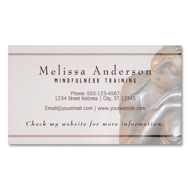 Mindfulness Training Peaceful Healing Buddha Magnetic Business Card (Front)