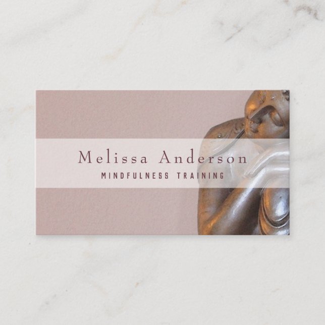Mindfulness Training Soft Mauve Healing Buddha Business Card (Front)