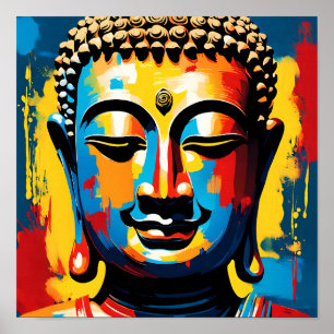 Mindfulness Unveiled: Vivid Buddha Street Art  Poster