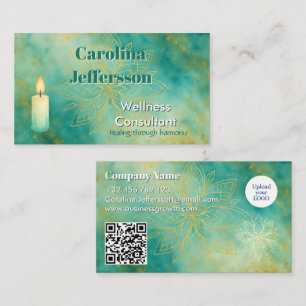 Mindfulness Wellness Consultant Zen  Lotus Teal Business Card