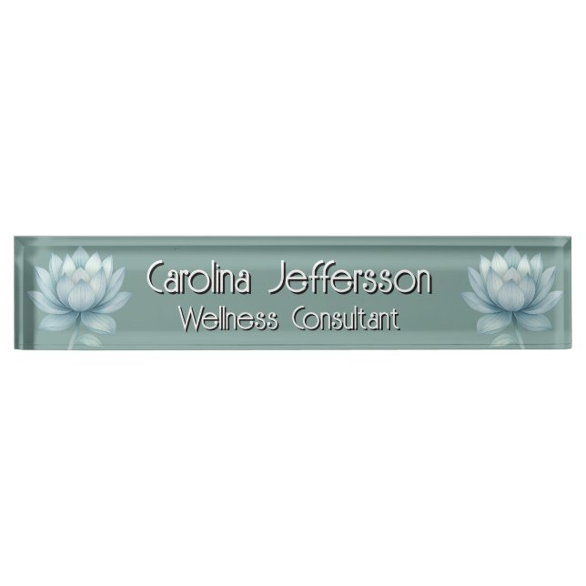 Mindfulness Wellness Consultant Zen  Lotus Teal Nameplate (Front)