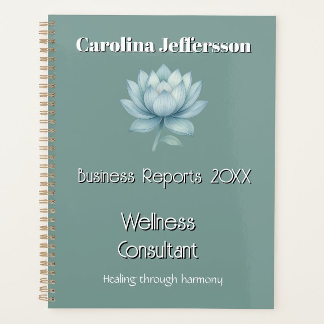 Mindfulness Wellness Consultant Zen Lotus Teal Planner (Front)