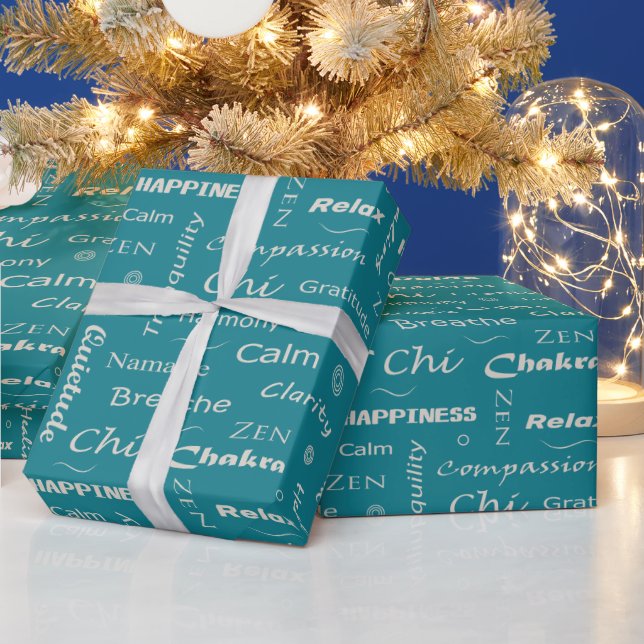 Mindfulness Words Pattern Wrapping Paper (Holidays)