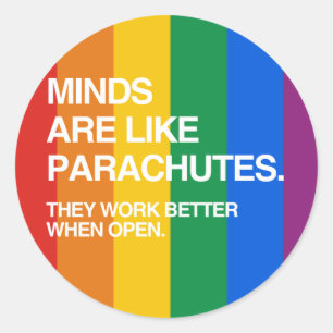 MINDS ARE LIKE PARACHUTES CLASSIC ROUND STICKER