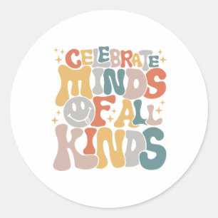 Minds Of All Kinds Mental Health Autism Awareness Classic Round Sticker