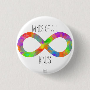 'Minds of all Kinds' Neurodiversity Autism/ ADHD 3 Cm Round Badge
