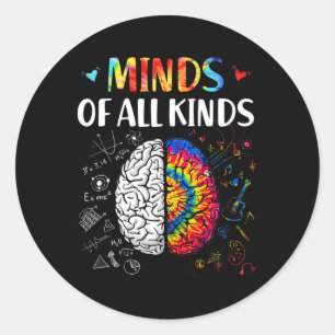 Minds Of All Kinds Neurodiversity Autism Awareness Classic Round Sticker