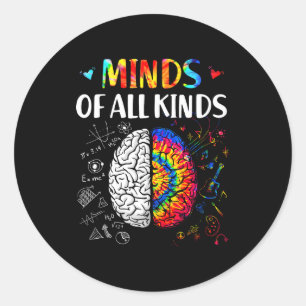 Minds Of All Kinds Neurodiversity Autism Awareness Classic Round Sticker