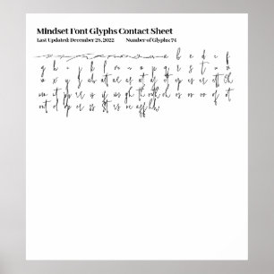 Mindset Font Glyphs Contact Sheet Poster