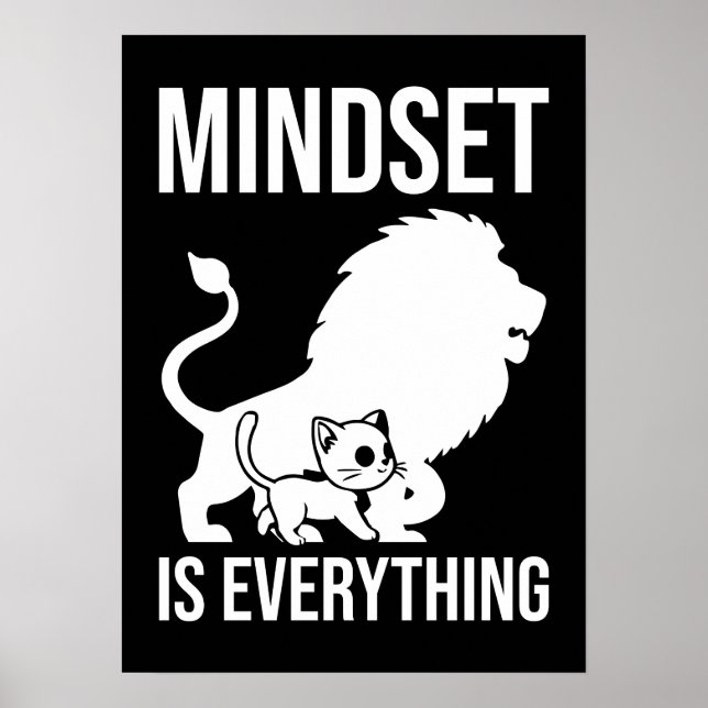 Mindset is Everything - Cat Lion Motivational  Poster (Front)