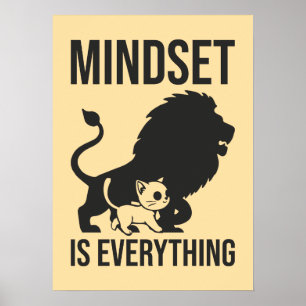 Mindset is Everything - Cat Lion Motivational Poster
