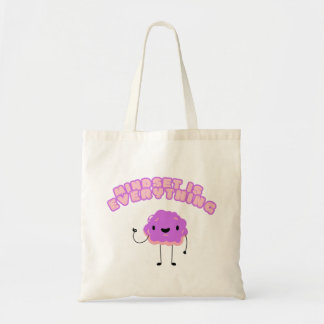 "Mindset Is Everything" Cute Kawaii Brain Retro Tote Bag