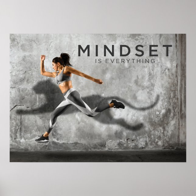 Mindset Is Everything - Fitness Girl Running Poster (Front)