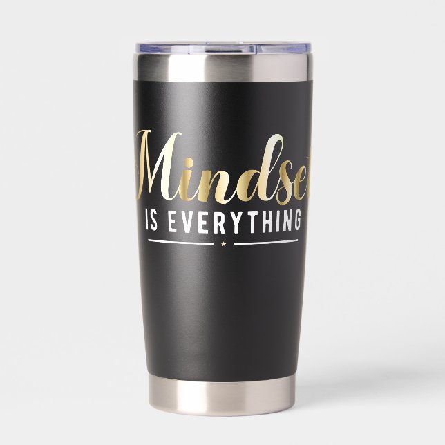 "Mindset is Everything" Gold Inspirational Quote Insulated Tumbler (Front)