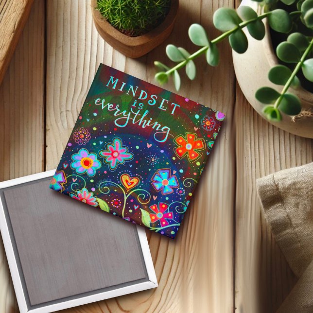 Mindset is Everything Inspirational Floral Trendy Magnet (Creator Uploaded)