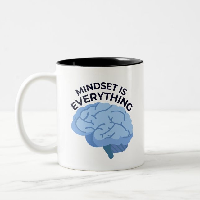 Mindset Is Everything – Motivational Quote Two-Tone Coffee Mug (Left)