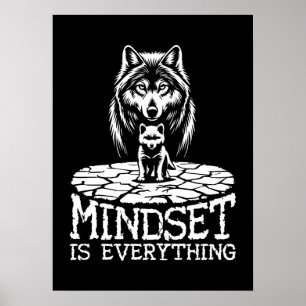 Mindset Is Everything, Wolf - Gym, Hustle, Success Poster
