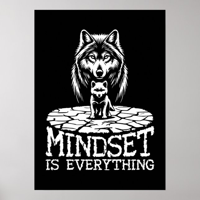Mindset Is Everything, Wolf - Gym, Hustle, Success Poster (Front)